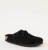 Birkenstock Pantoffels Boston narrow Shearling Veloursleder Suede Zwart online kopen