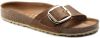 Birkenstock Madrid Big Buckle Oiled Leather Sandals , Bruin, Dames online kopen