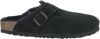 Birkenstock Pantoffels Boston narrow Shearling Veloursleder Suede Zwart online kopen