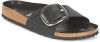 Birkenstock Slippers Madrid Big Buckle van rundnappaleer zwart online kopen