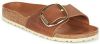 Birkenstock Madrid Big Buckle Oiled Leather Sandals , Bruin, Dames online kopen