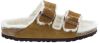 Birkenstock Arizona Platte sandalen in nertskleur met bontvoering Bruin online kopen